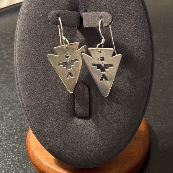 Navajo Jewelry - Thunderbird Arrow Earrings signed RLG See Photos Sterling Earrings